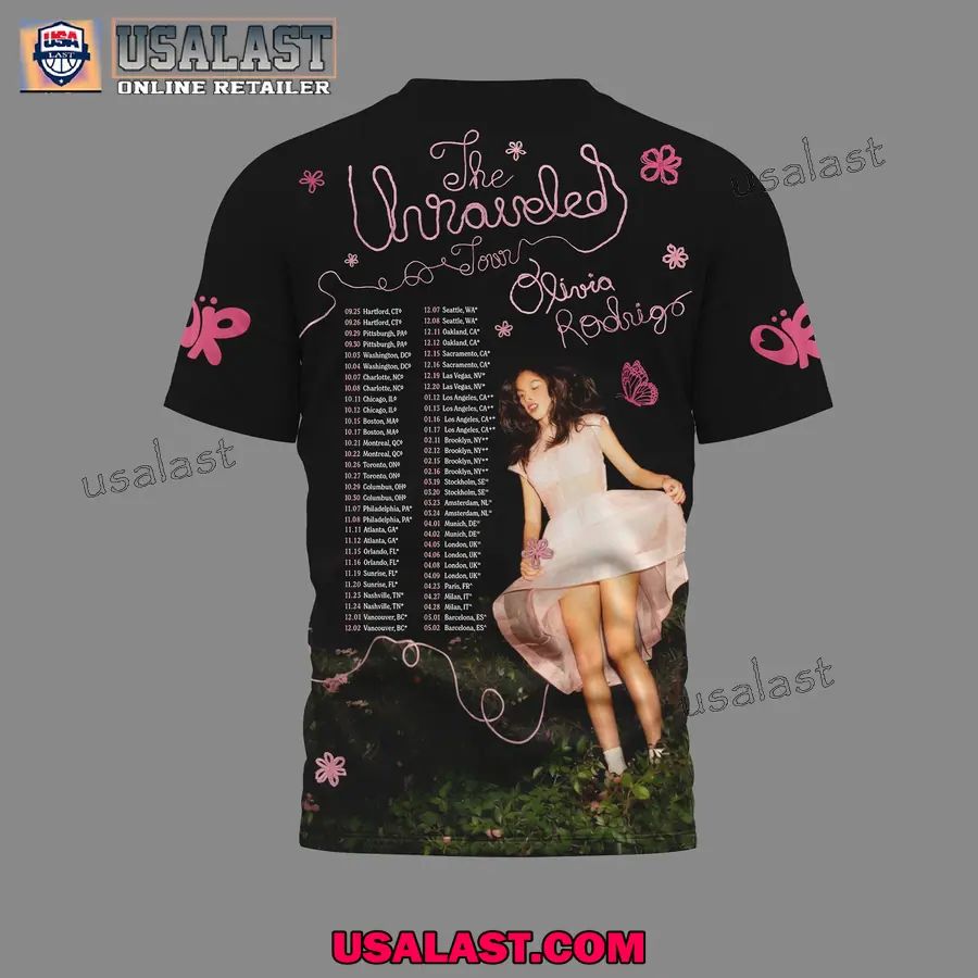 Olivia Rodrigo The Unraveled 2026 Tour 3D Tee Shirt