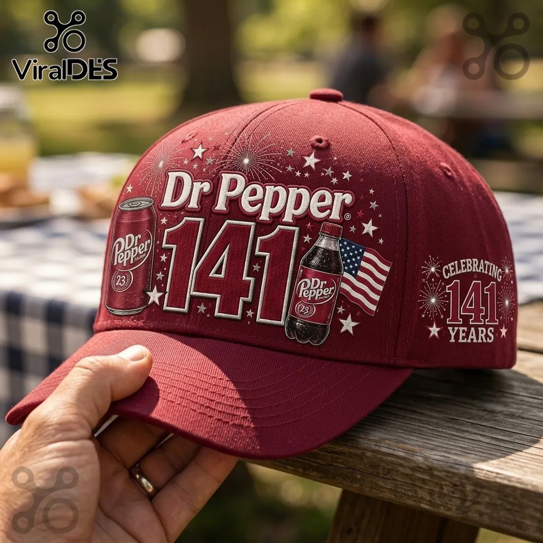 Dr Pepper 141st Anniversary Burgundy Baseball Cap