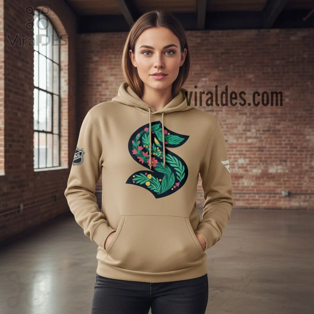 Seattle Kraken Green Night Floral Common Thread Hoodie