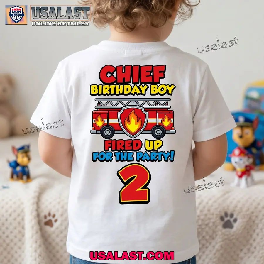 Personalized Sheriff Labrador Fired Up For The Party Birthday Kid Tee Shirt