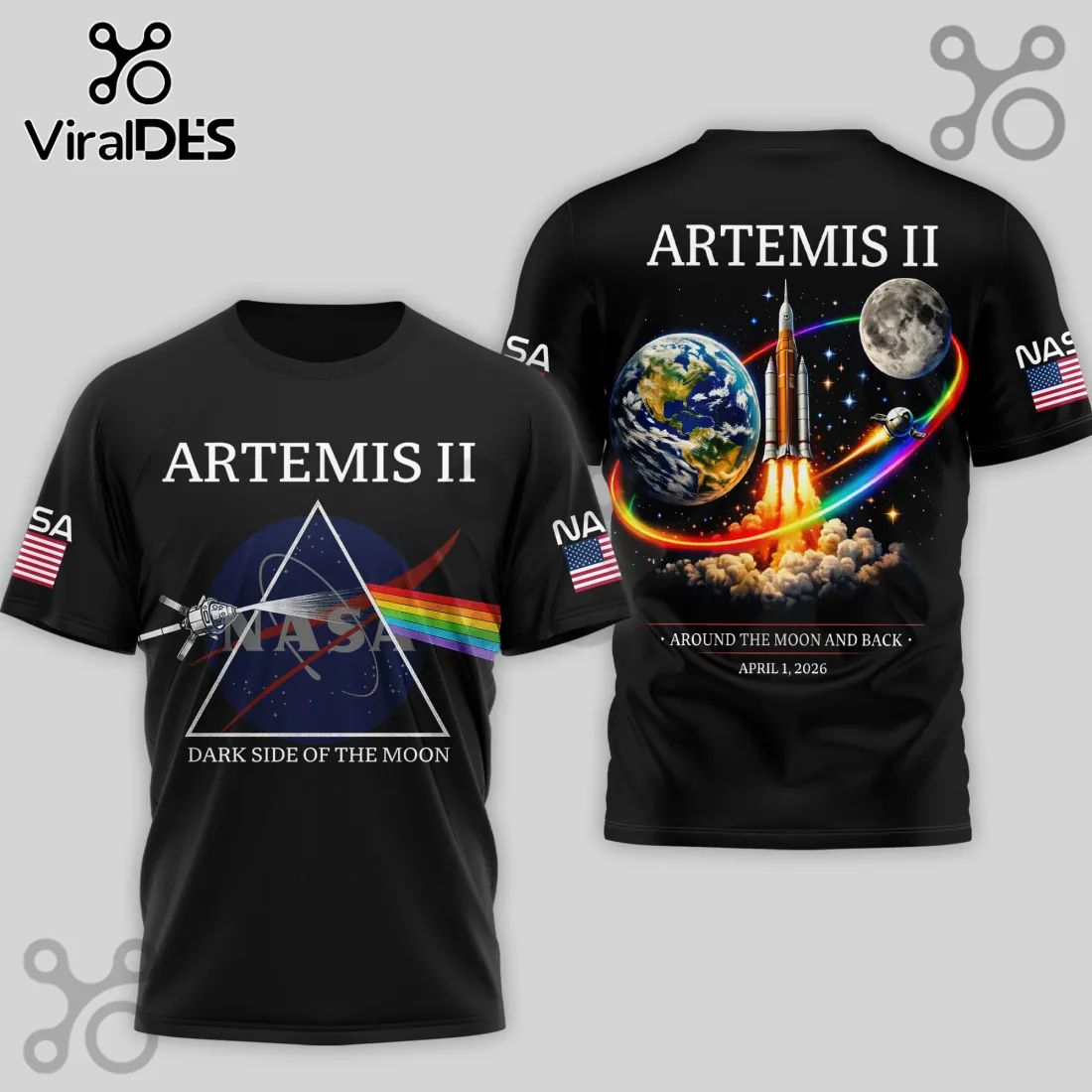 NASA Artemis II Dark Side Moon All-Over Print T-Shirt