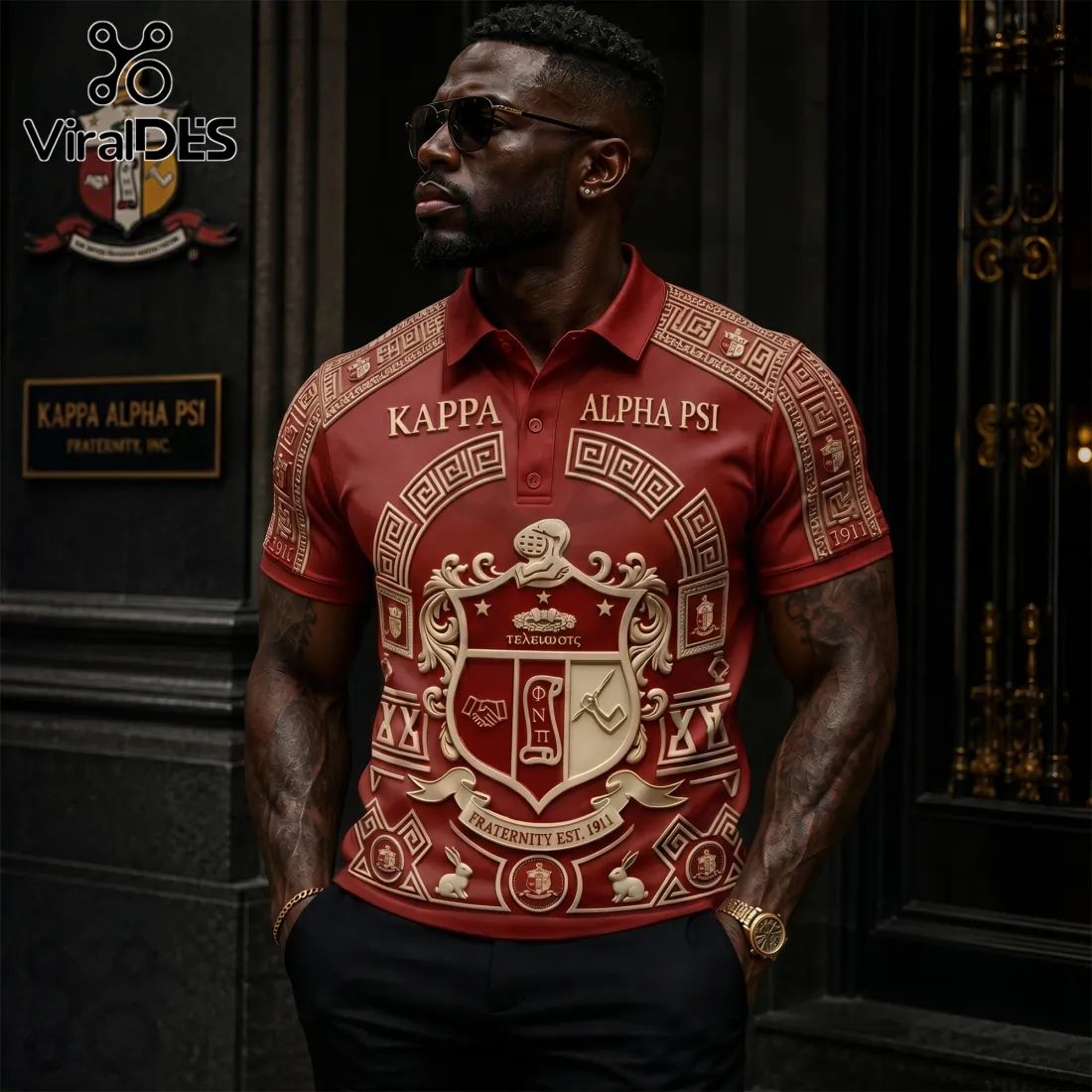Kappa Alpha Psi Fraternity Crimson and Cream 2026 Polo Shirt