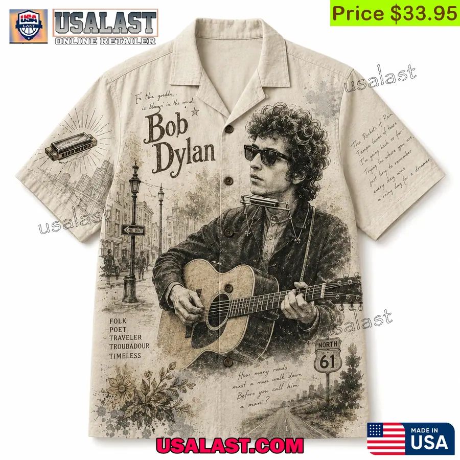 Bob Dylan Words Like Wind Song Like Fire Hawaiian Shirt