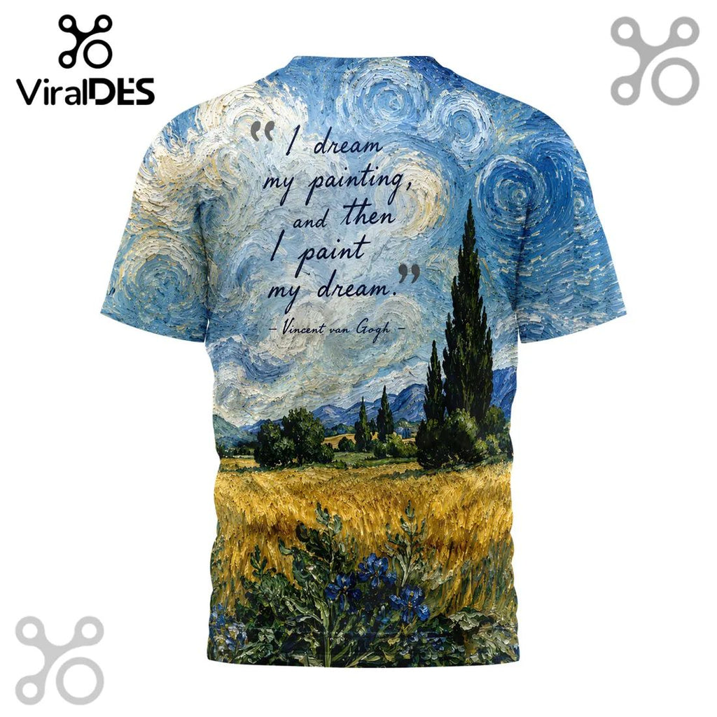 Vincent van Gogh Starry Night Wheat Field Art Portrait Collectible Shirt