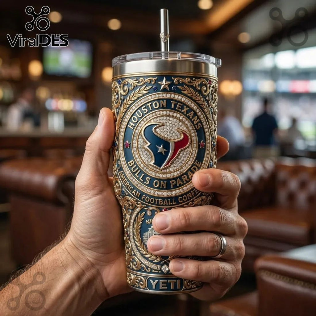 Houston Texans Luxury Jeweled YETI 40oz Stanley Tumbler