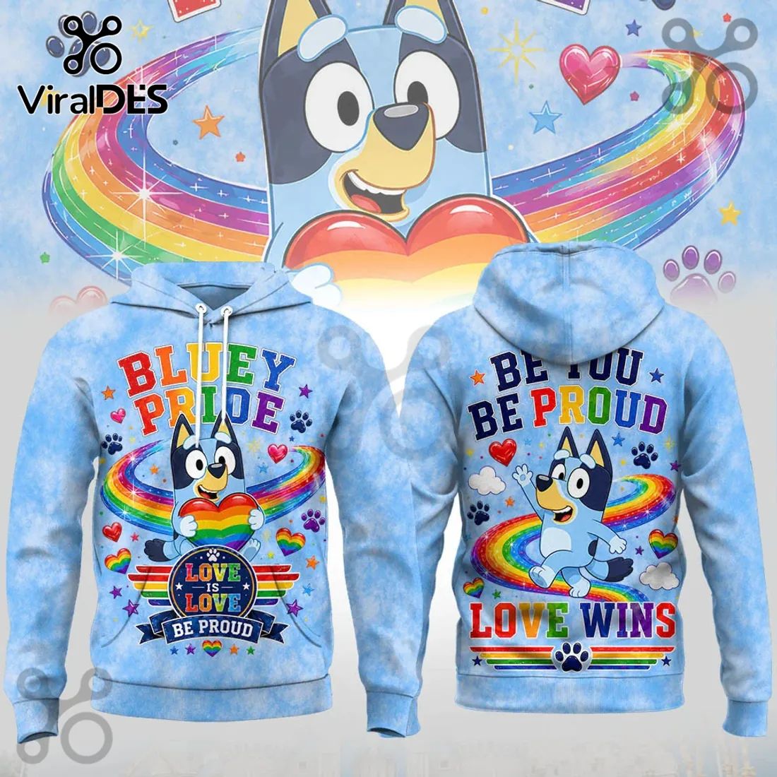 Bluey x Rainbow Pride Love Wins Tie Dye Collectible Hoodie