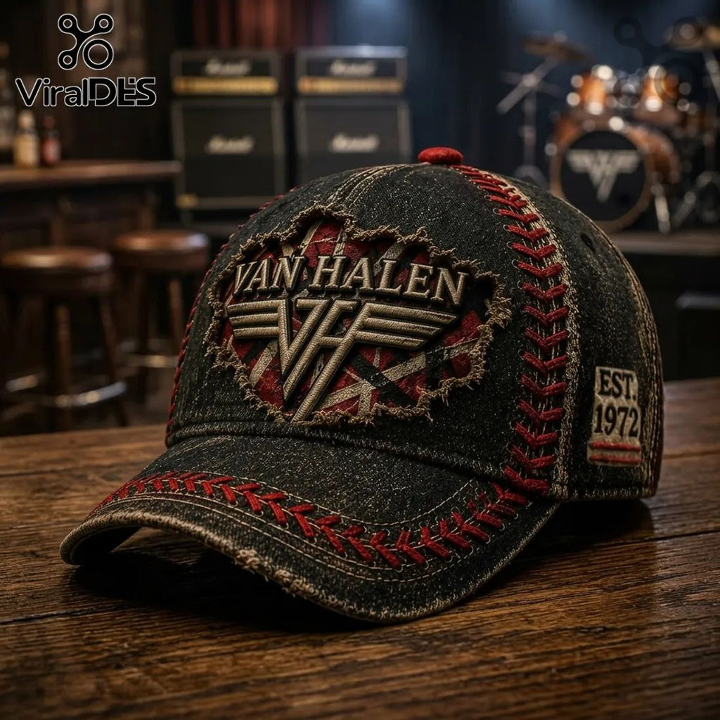 Van Halen Vintage Distressed Embroidered Baseball Cap 2026