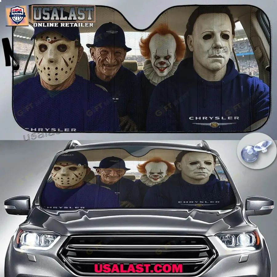 Chrysler x Horror Movie Characters Car Sunshade, Car Windshield Cover