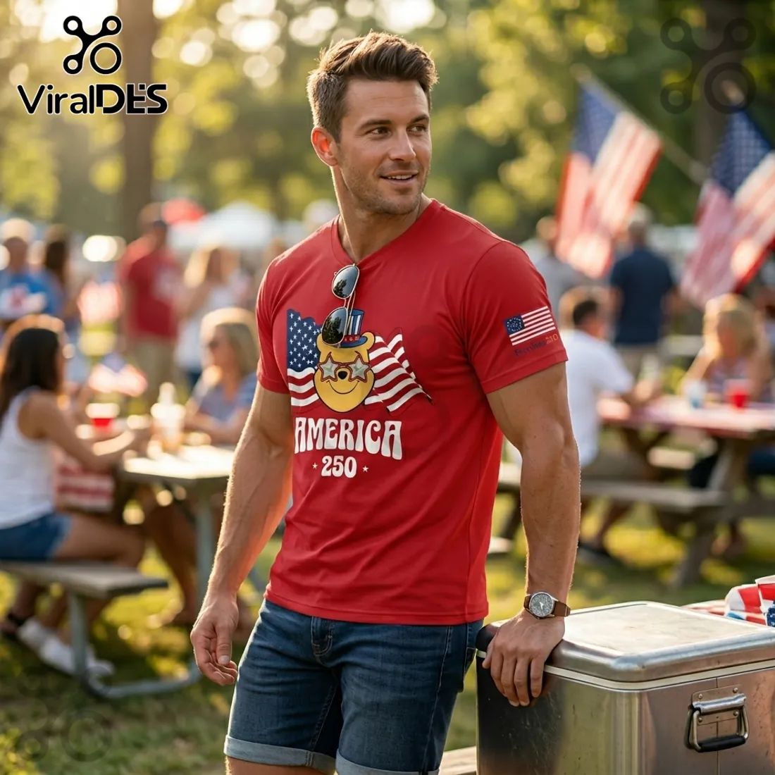 Patriotic Pooh & Friends America 250 Years of Freedom T-Shirt