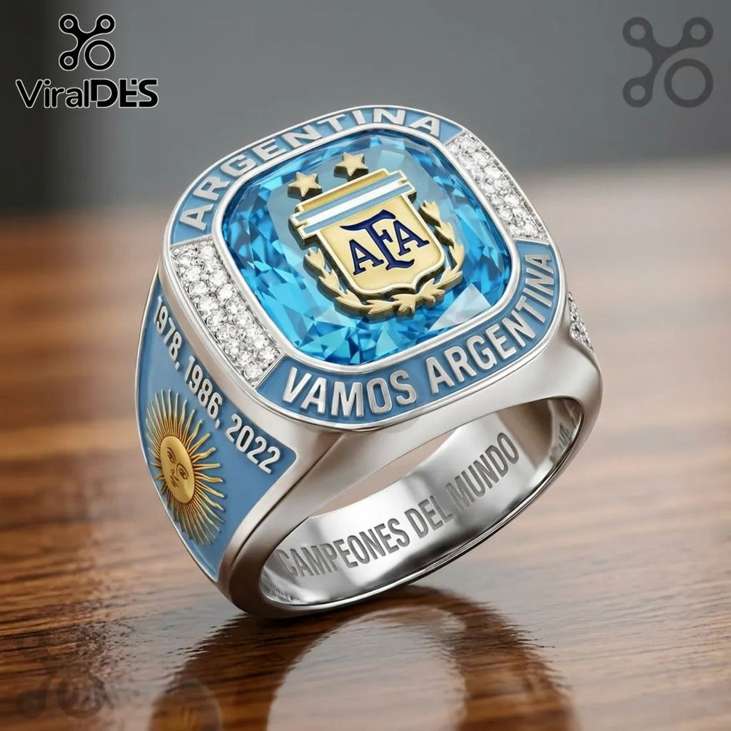 Argentina Soccer Team Triple Champion Commemorative Silver Ring