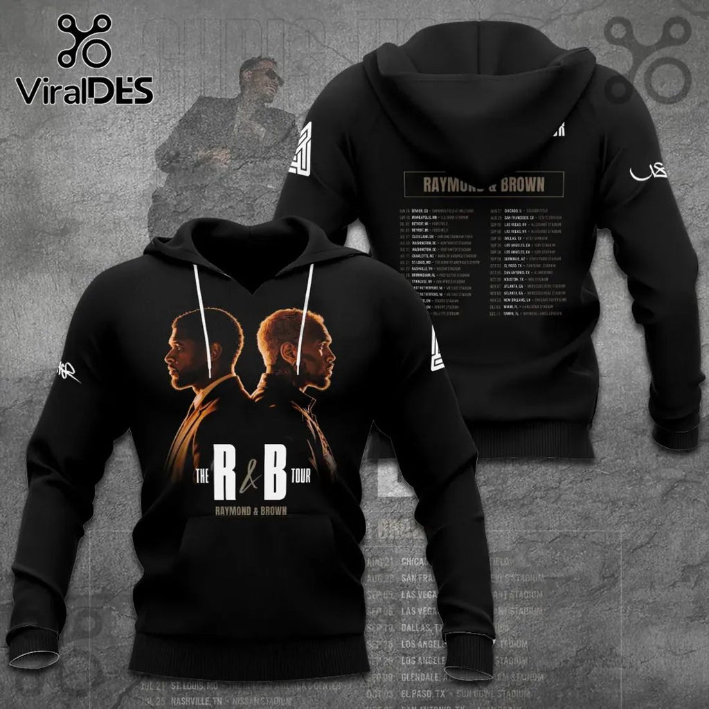 Usher Chris Brown R&B Tour 2026 Concert Merch Black Graphic T-Shirt
