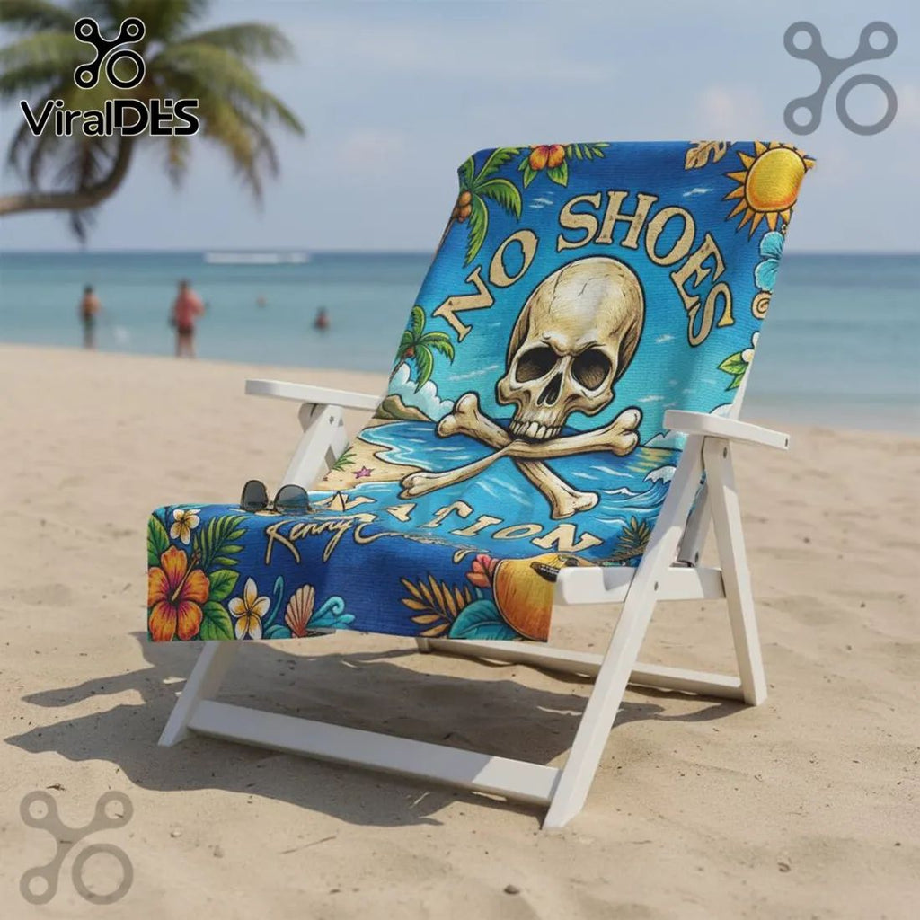Kenny Chesney No Shoes Nation Skull Tropical Beach Towel