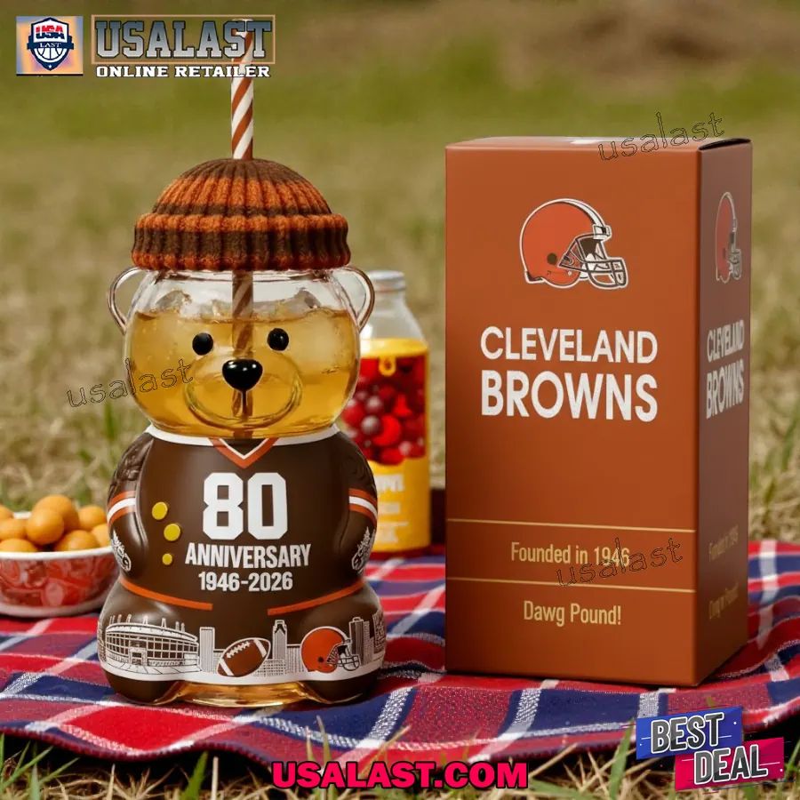 Cleveland Browns 80th Anniversary Bear Glass Cup