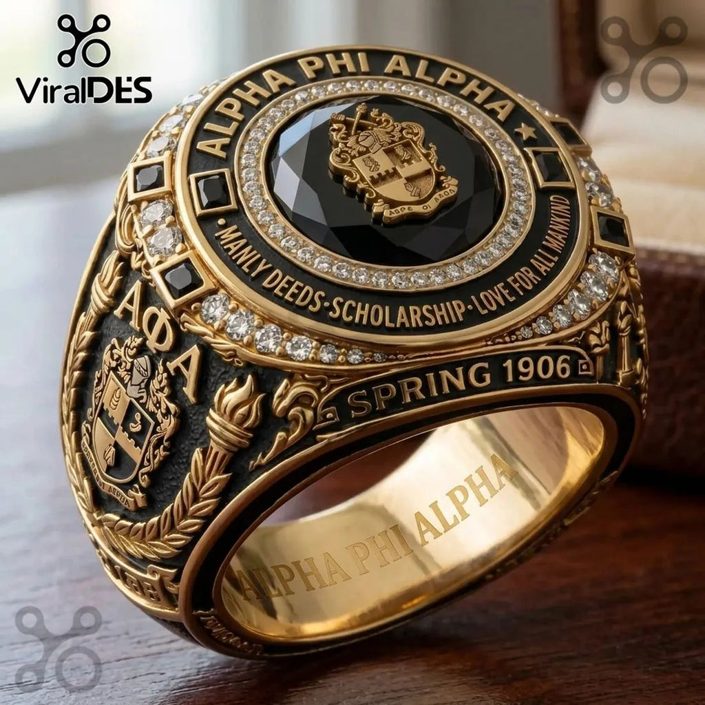 Alpha Phi Alpha 1906 Founders Gold Black Ring