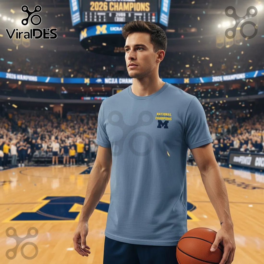 Michigan Wolverines 2026 NCAA Basketball Champions Commemorative Graphic T-Shirt