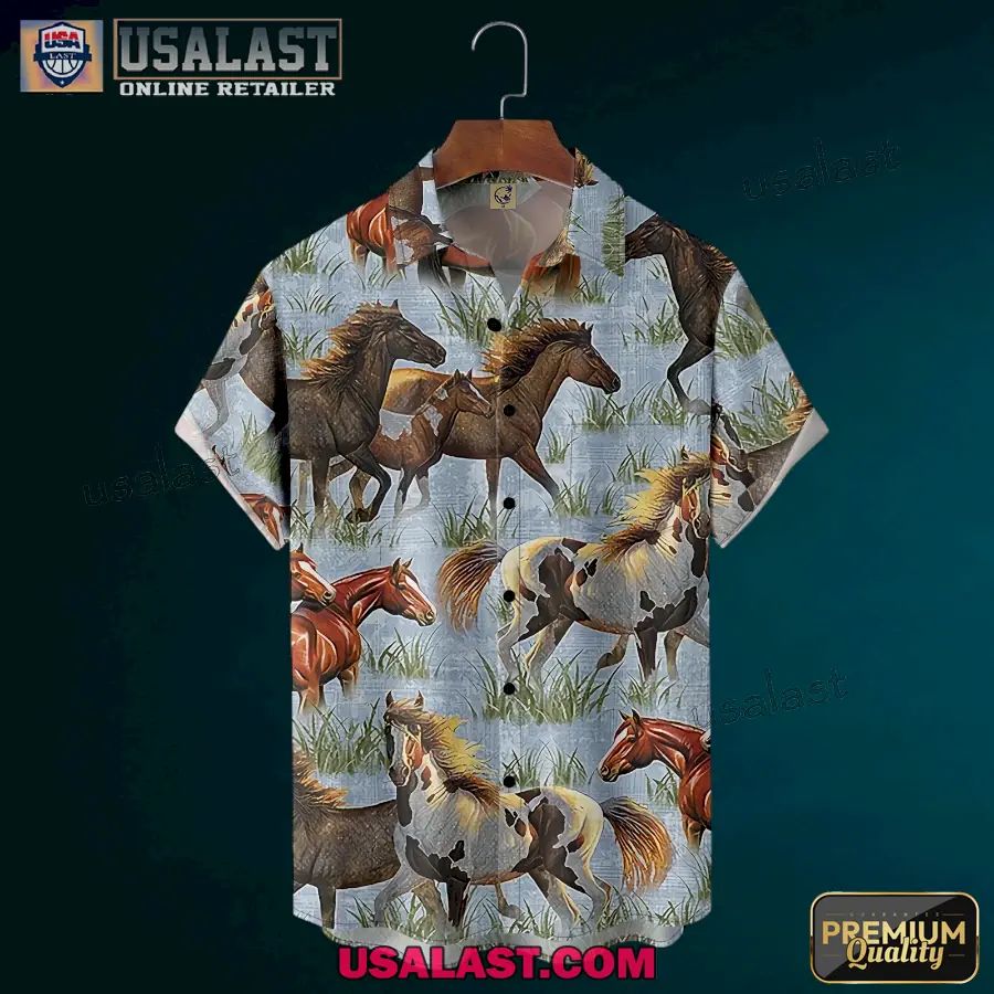 Western Horse Short Sleeve Hawaiian Shirt