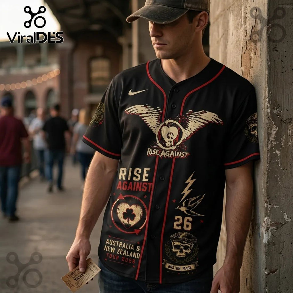 Rise Against x Dropkick Murphys 2026 Tour Black Baseball Jersey