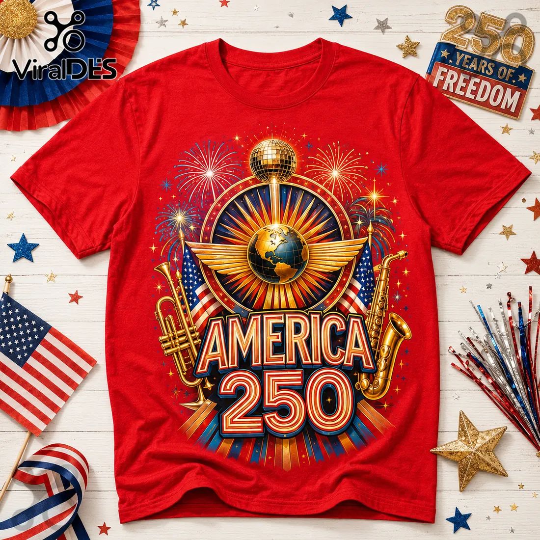 America 250 Earth Wind and Fire 250 Years of Freedom Anniversary Shirt