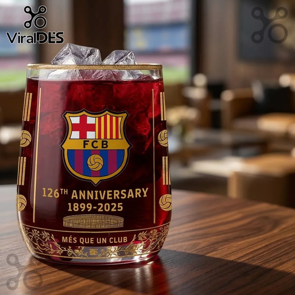 FC Barcelona 126th Anniversary Crystal Whiskey Glass