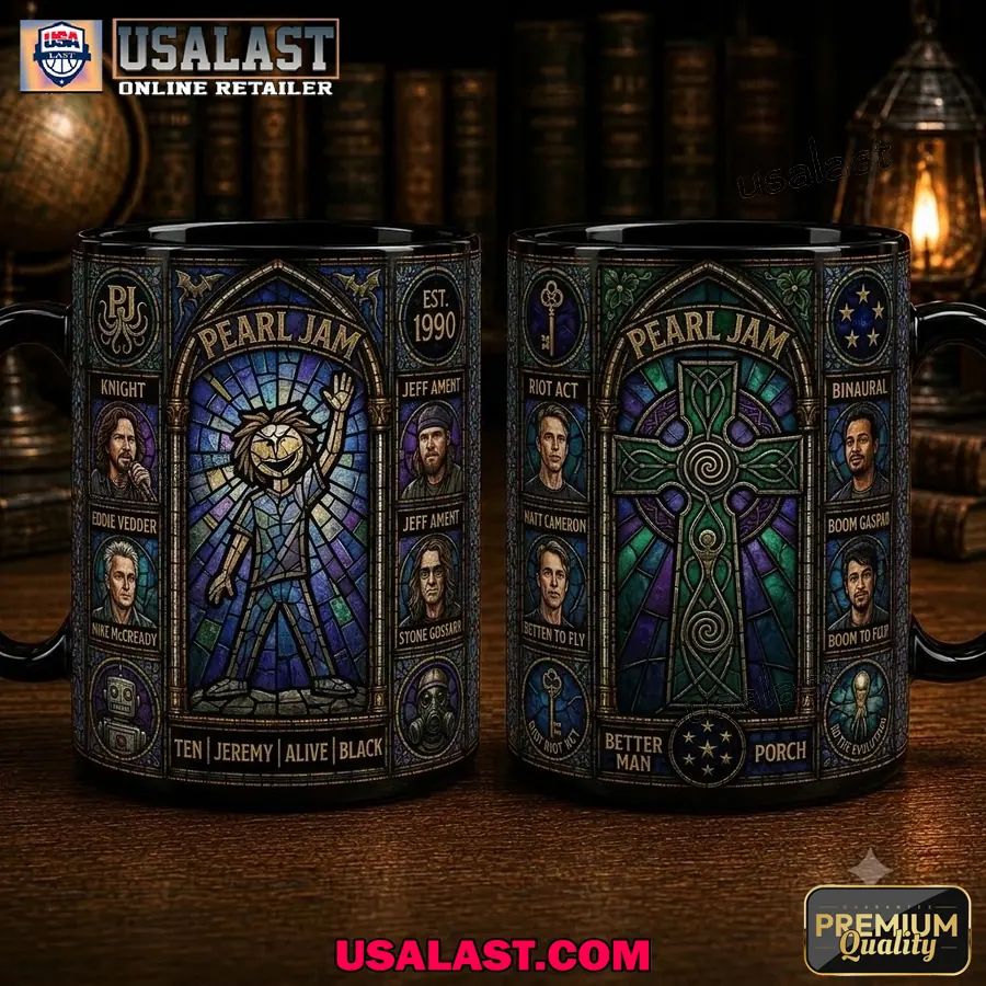 Pearl Jam Band Stained Glass Coffee Mug