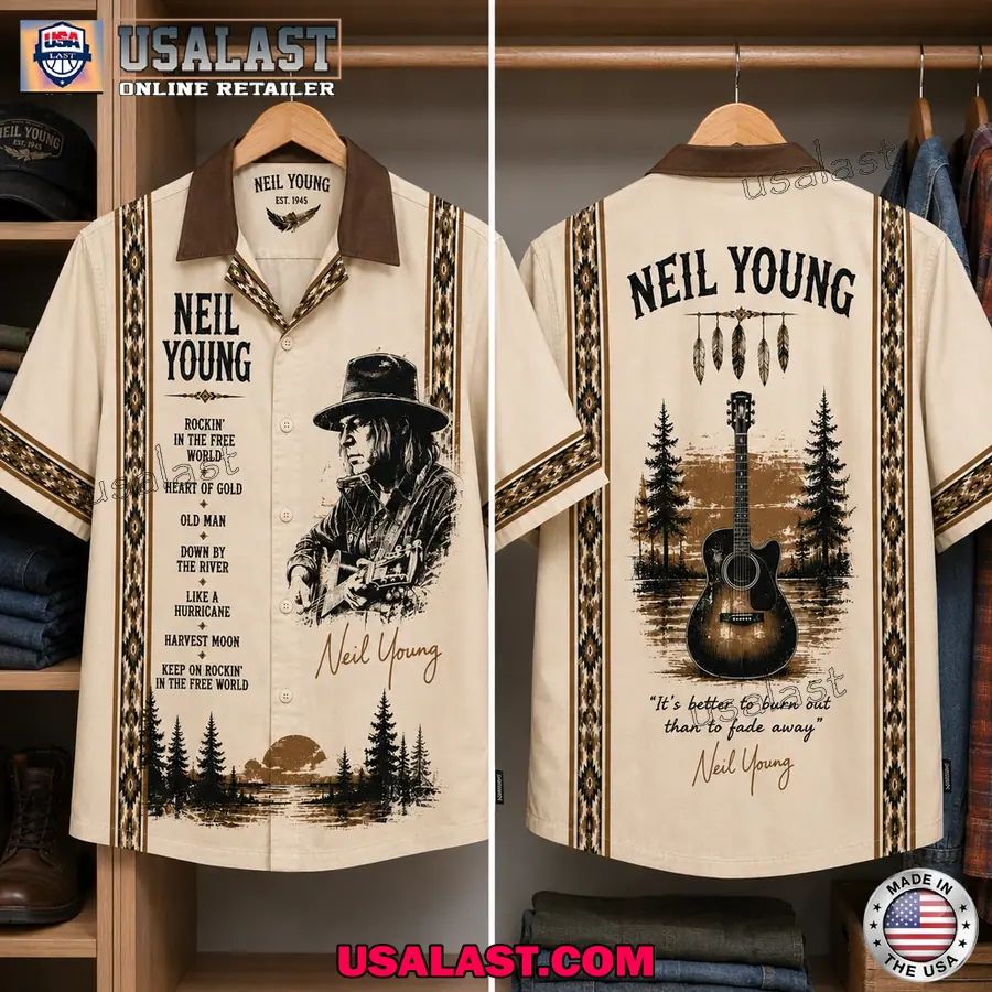 Neil Young Vintage Hawaiian Shirt Retro Rock Band Apparel