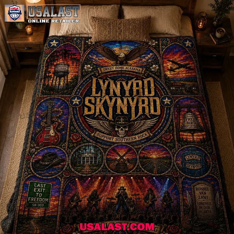 Lynyrd Skynyrd Sweet Home Alabama Stained Glass Quilt Blanket