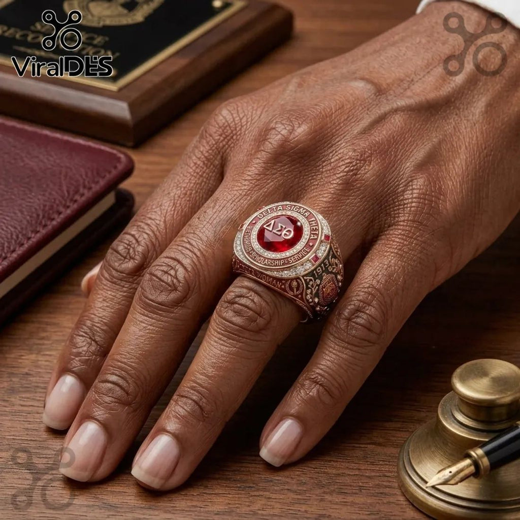 Delta Sigma Theta Sorority Crest Rose Gold Ring