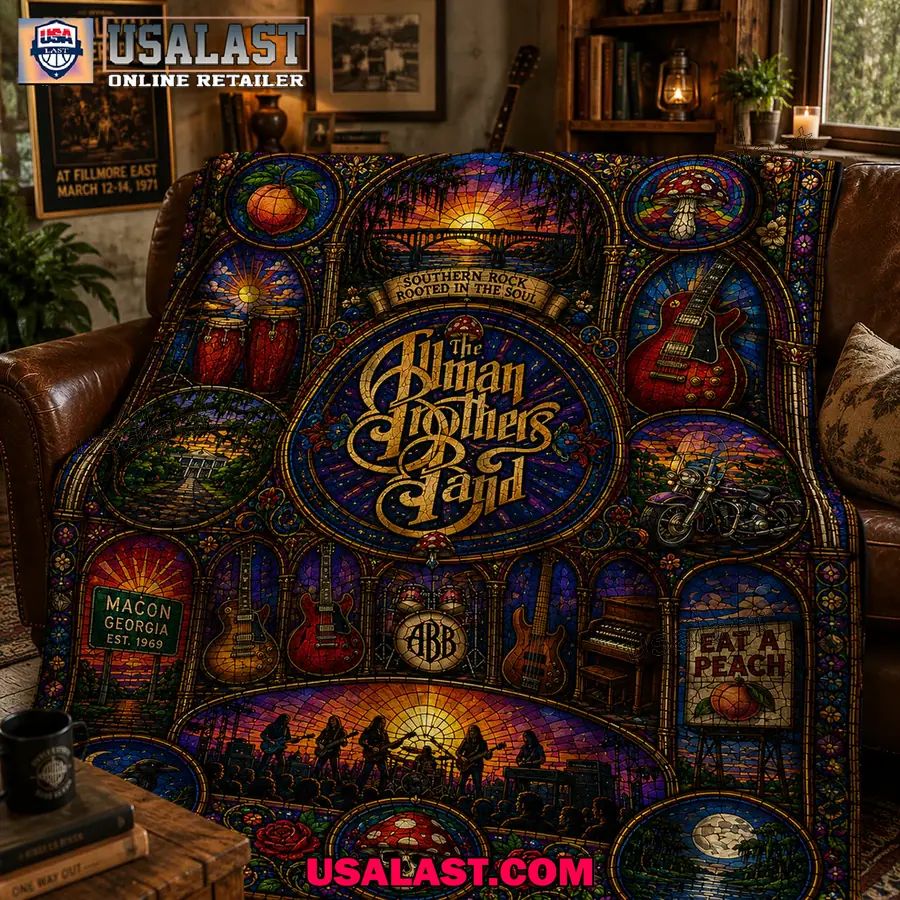 The Allman Brothers Band Southern Rock Stained Glass Quilt Blanket
