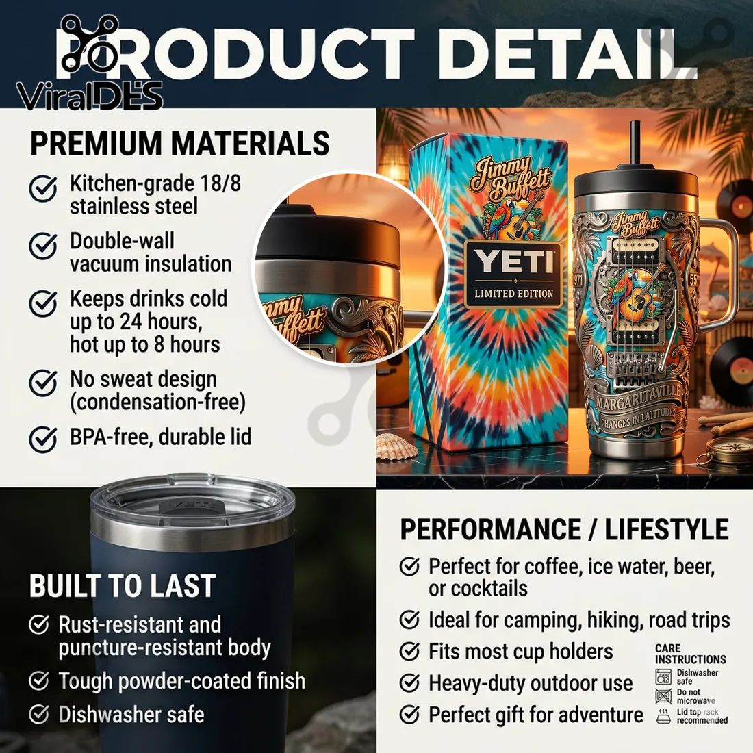 YETI x Jimmy Buffett Margaritaville Limited Edition Handled Tumbler