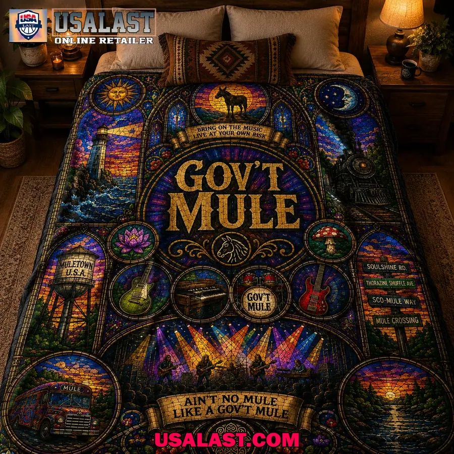 Gov’t Mule Blues Rock Stained Glass Quilt Blanket