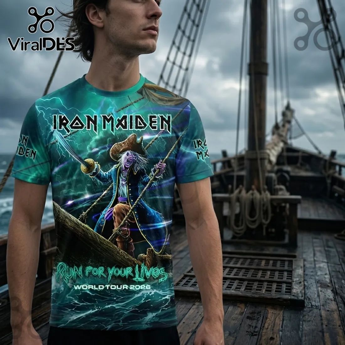 Iron Maiden Eddie Pirate 2026 World Tour T-Shirt