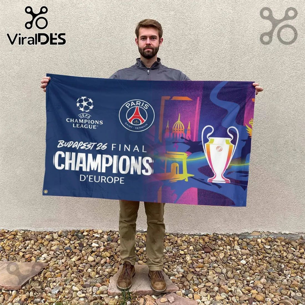 Paris Saint-Germain Champions of Europe Budapest House Flag