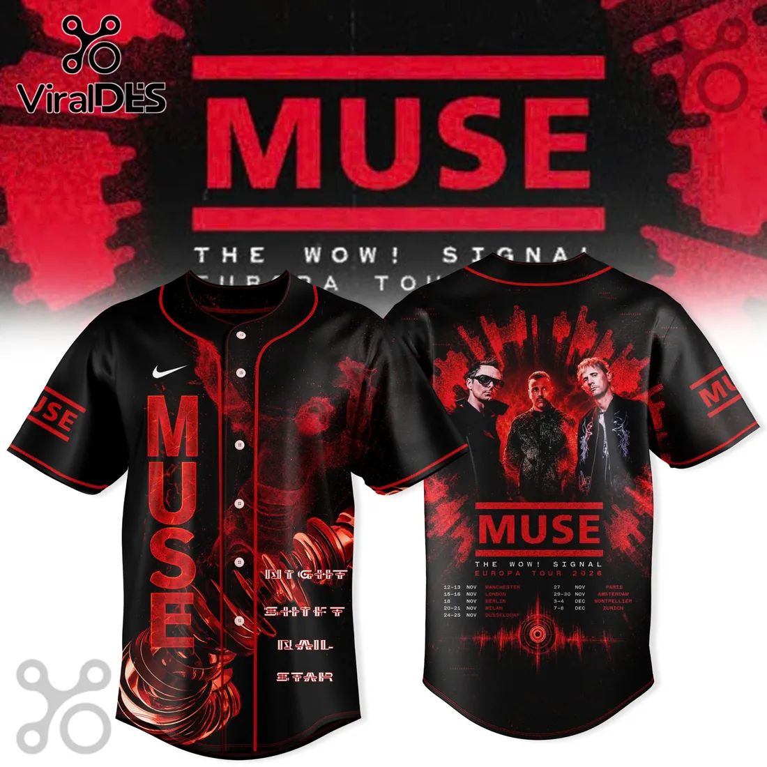 Muse The Wow! Signal Europa Tour 2026 Baseball Jersey