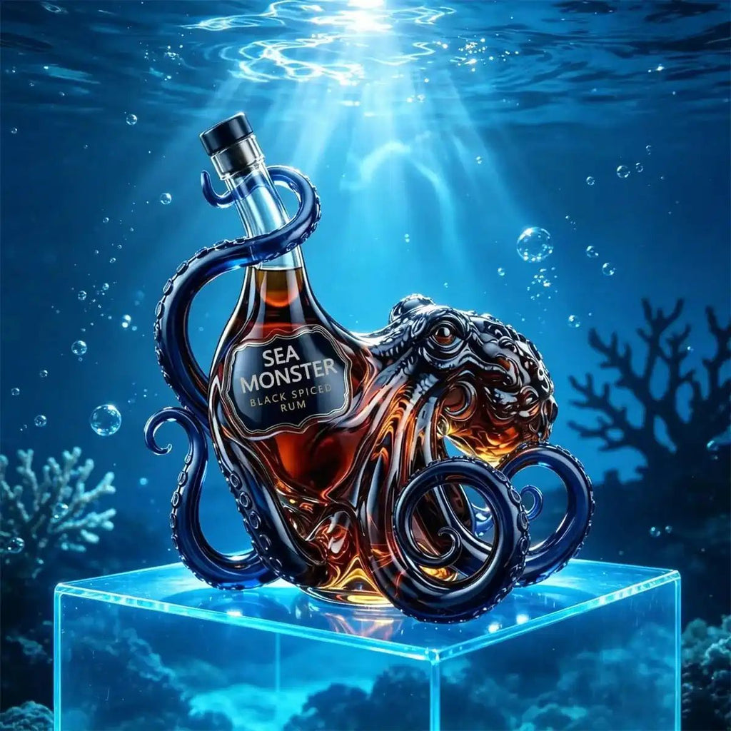 Sea Monster Black Spiced Rum Glass Bottle