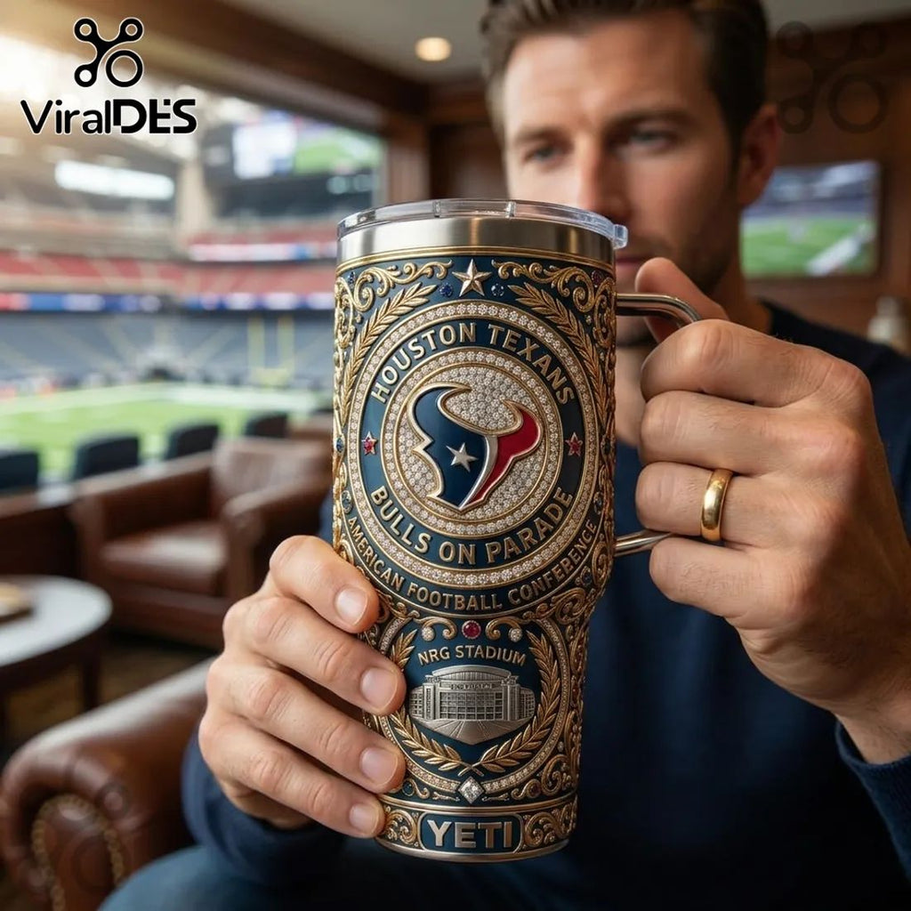 Houston Texans Luxury Jeweled YETI 40oz Stanley Tumbler