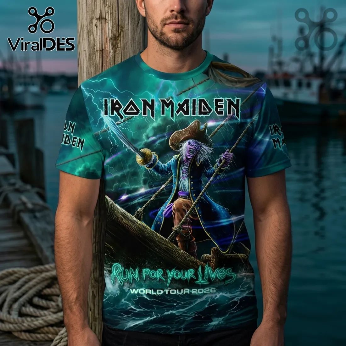Iron Maiden Eddie Pirate 2026 World Tour T-Shirt