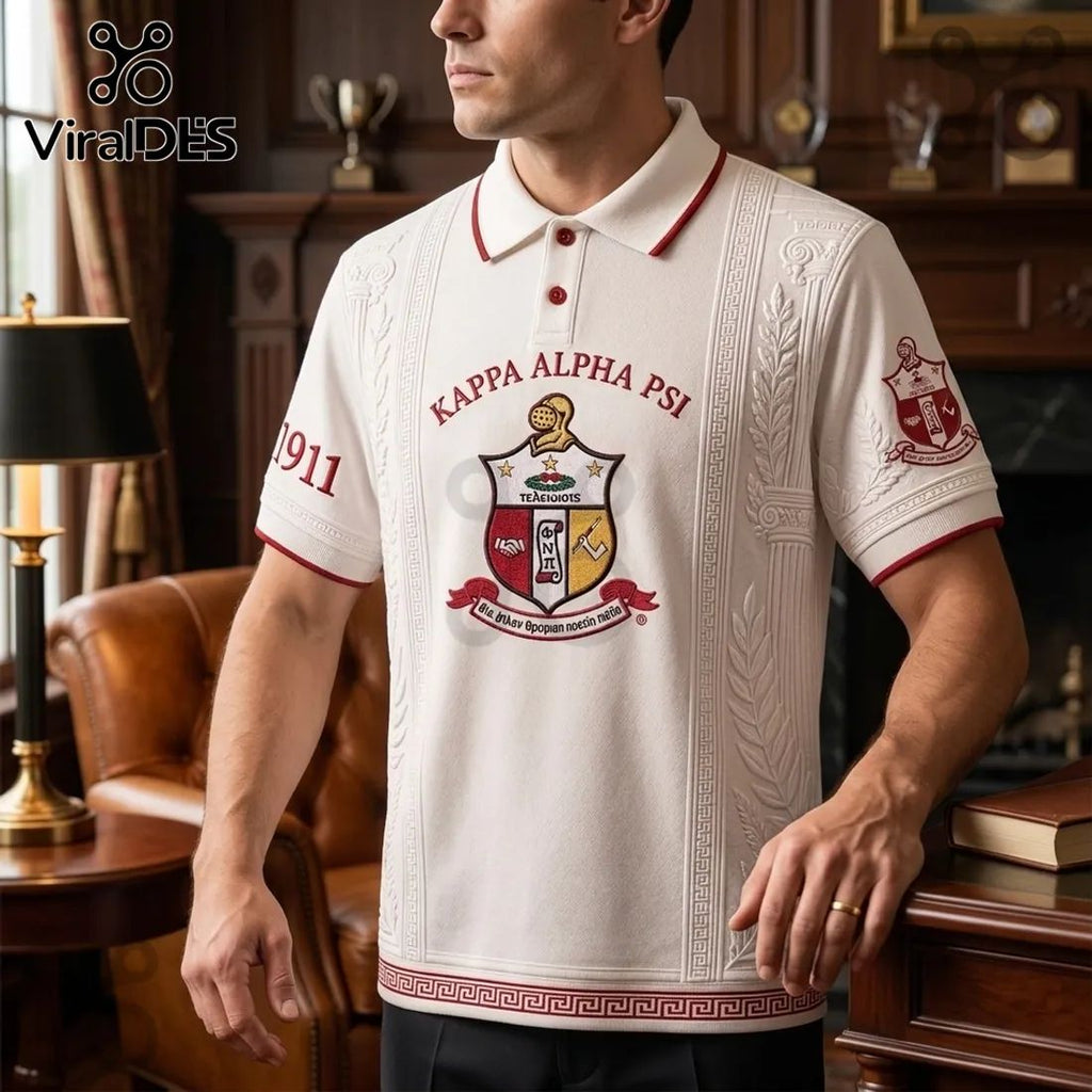 Kappa Alpha Psi 1911 Emblem White Polo Shirt