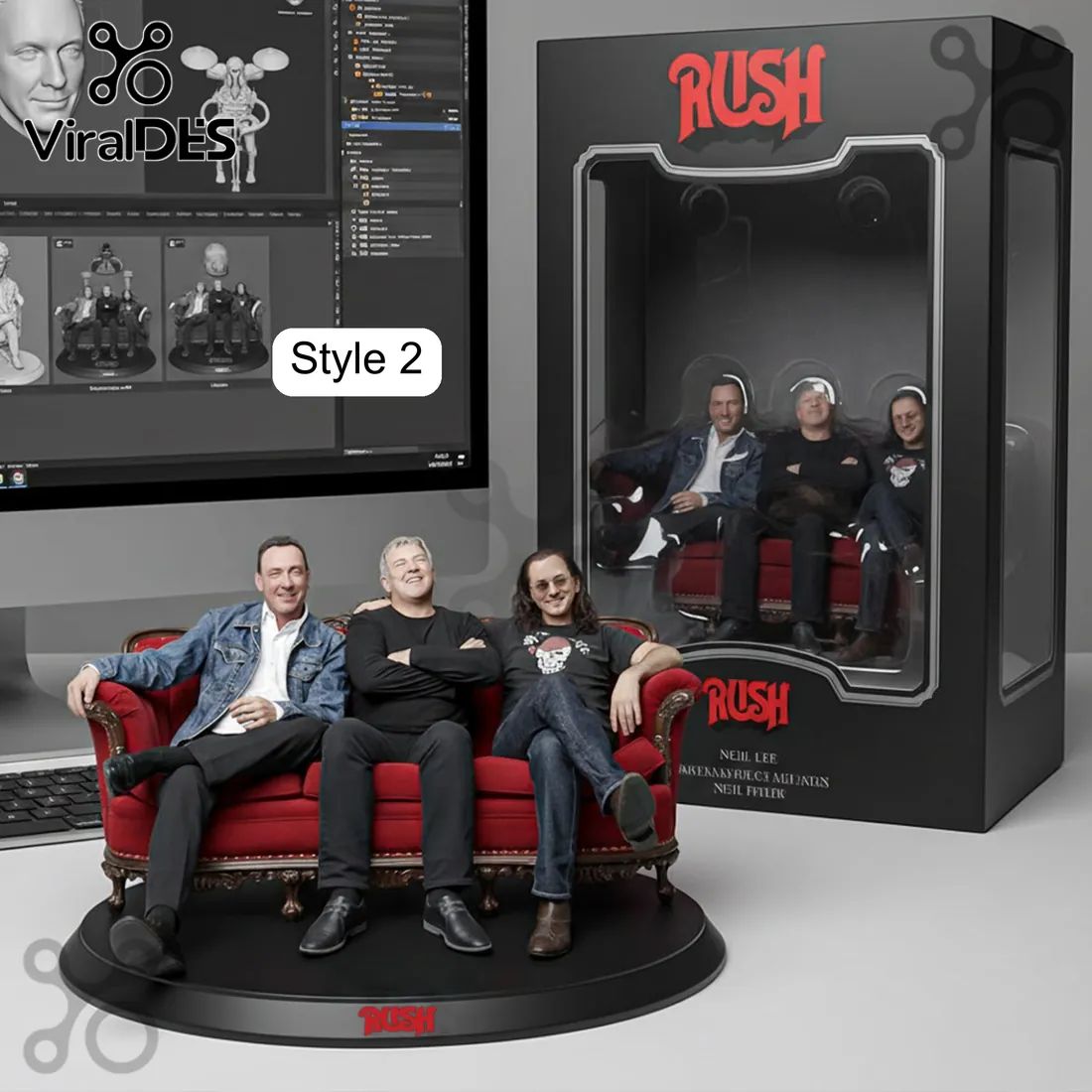 Rush Band Miniature 3D Character Collector Sculpture