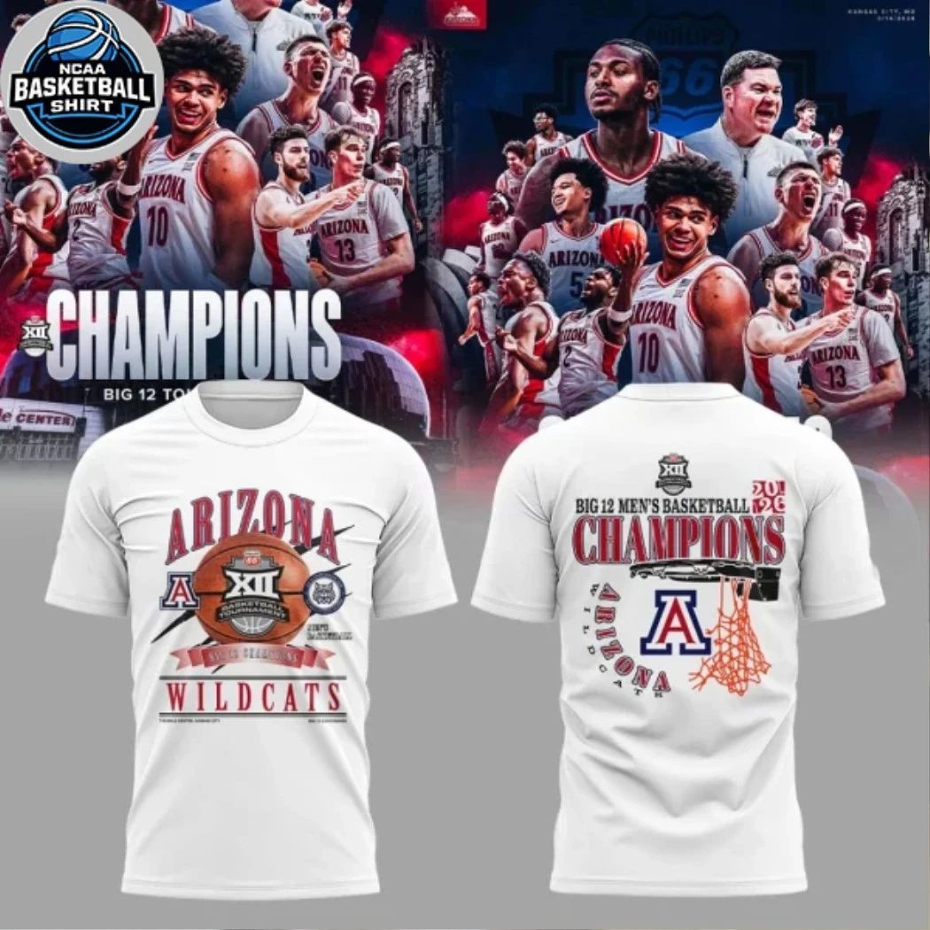 Arizona Wildcats Big 12 Men’s Basketball Tournament Championship 2026 For Fan Shirt