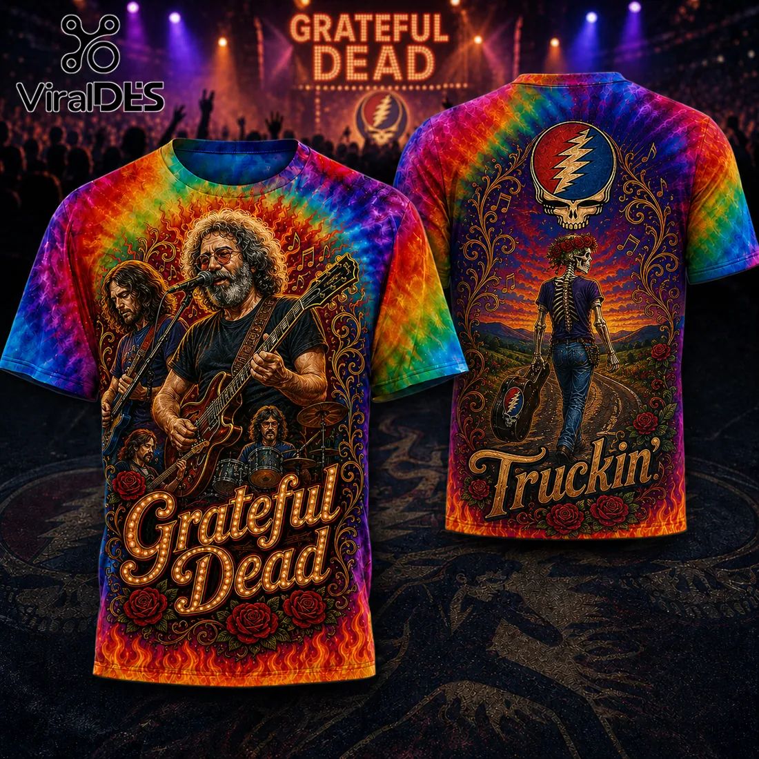 Grateful Dead Jerry Garcia Rainbow T-Shirt
