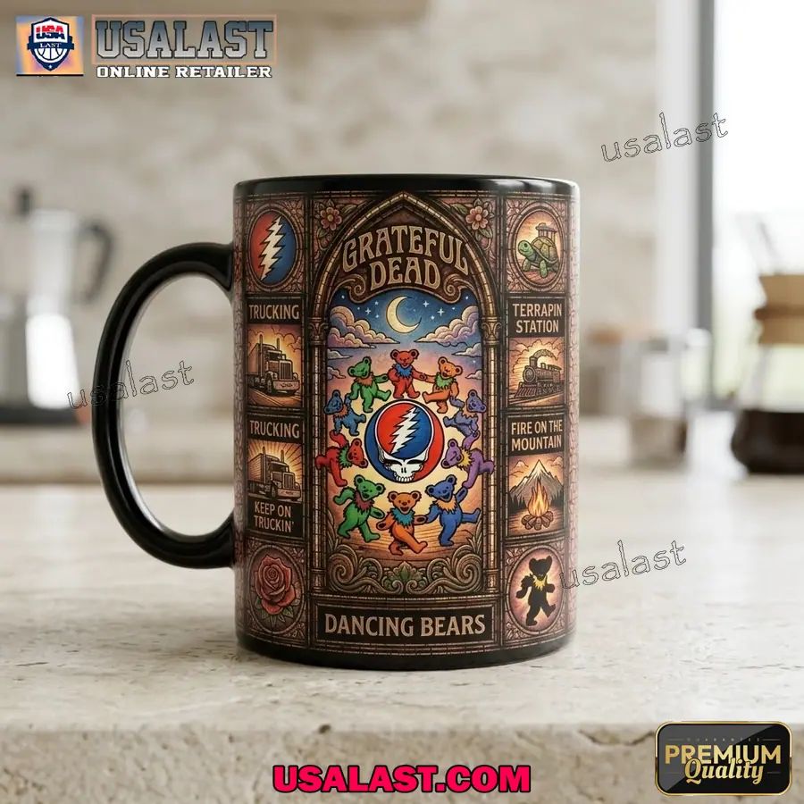 Grateful Dead Dancing Bears Stained Glass Coffee Mug