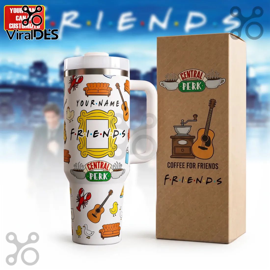 Friends Central Perk Personalized Stainless Steel Insulated Tumbler