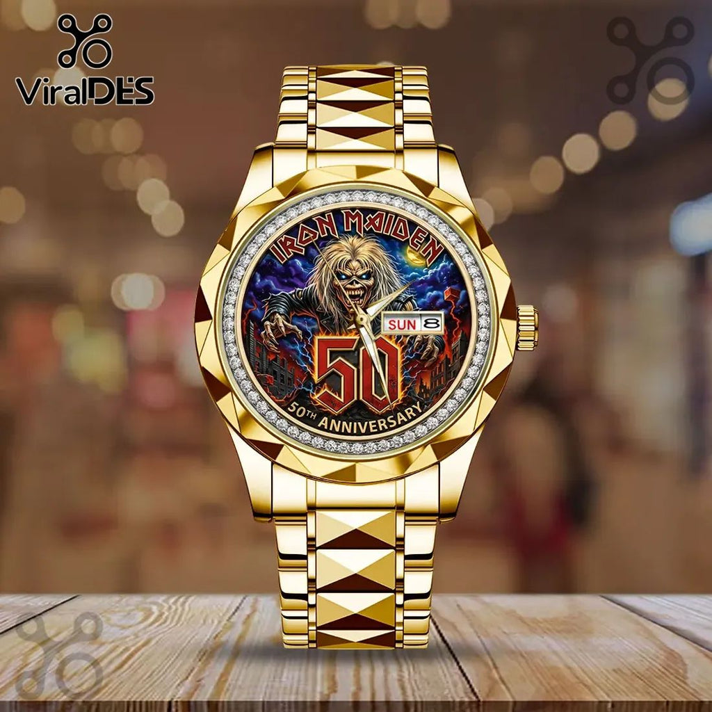 Iron Maiden 50th Anniversary Gold Tone Quartz Watch