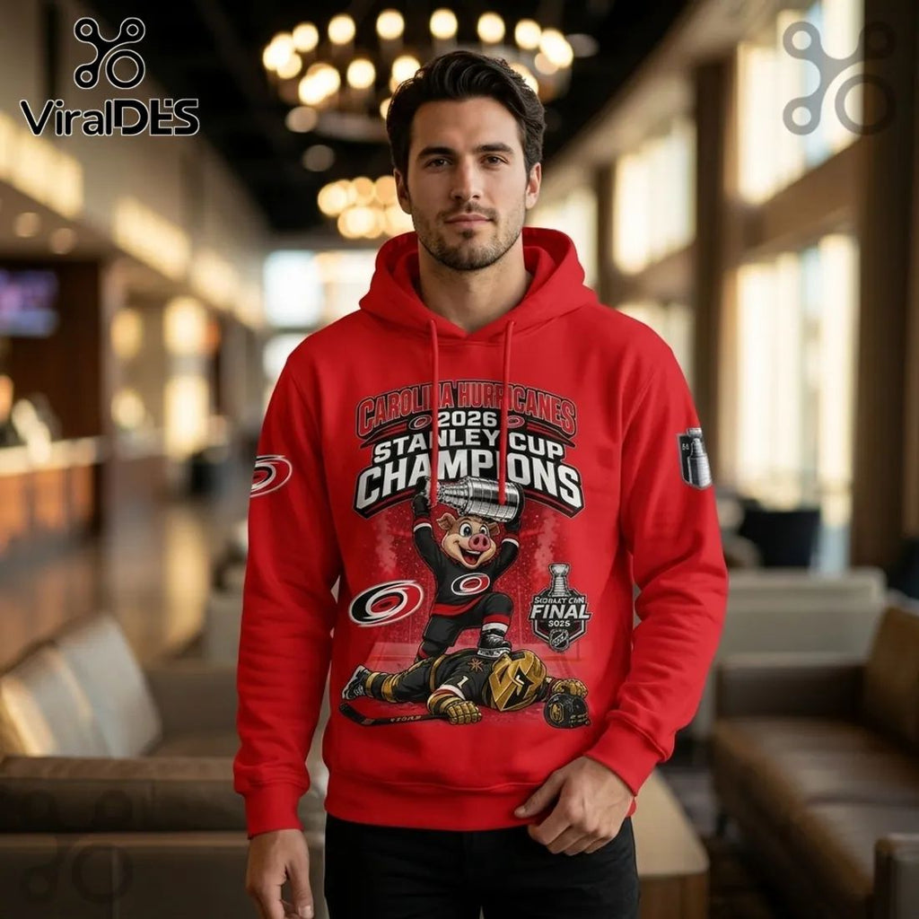 Carolina Hurricanes 2026 Stanley Cup Champions Mascot Hoodie