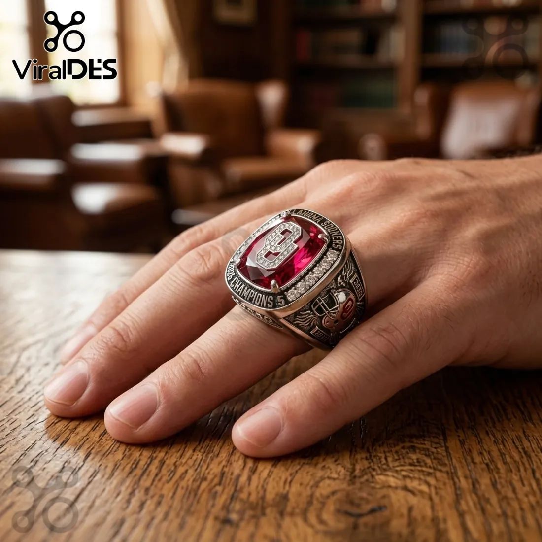Oklahoma Sooners 2026 Championship Ruby Red Stone Ring
