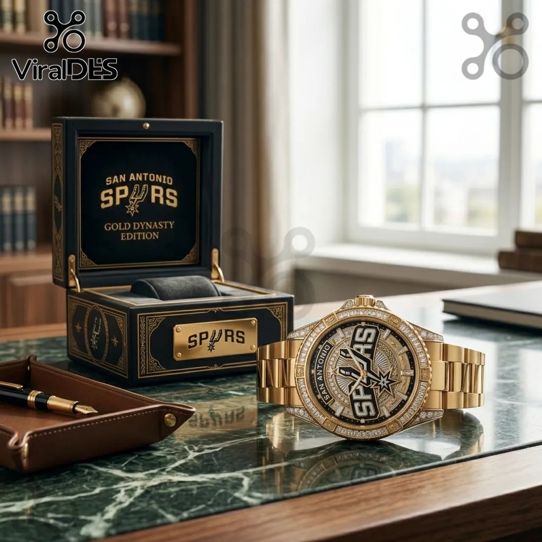 San Antonio Spurs Gold Premium Diamond Men’s Watch
