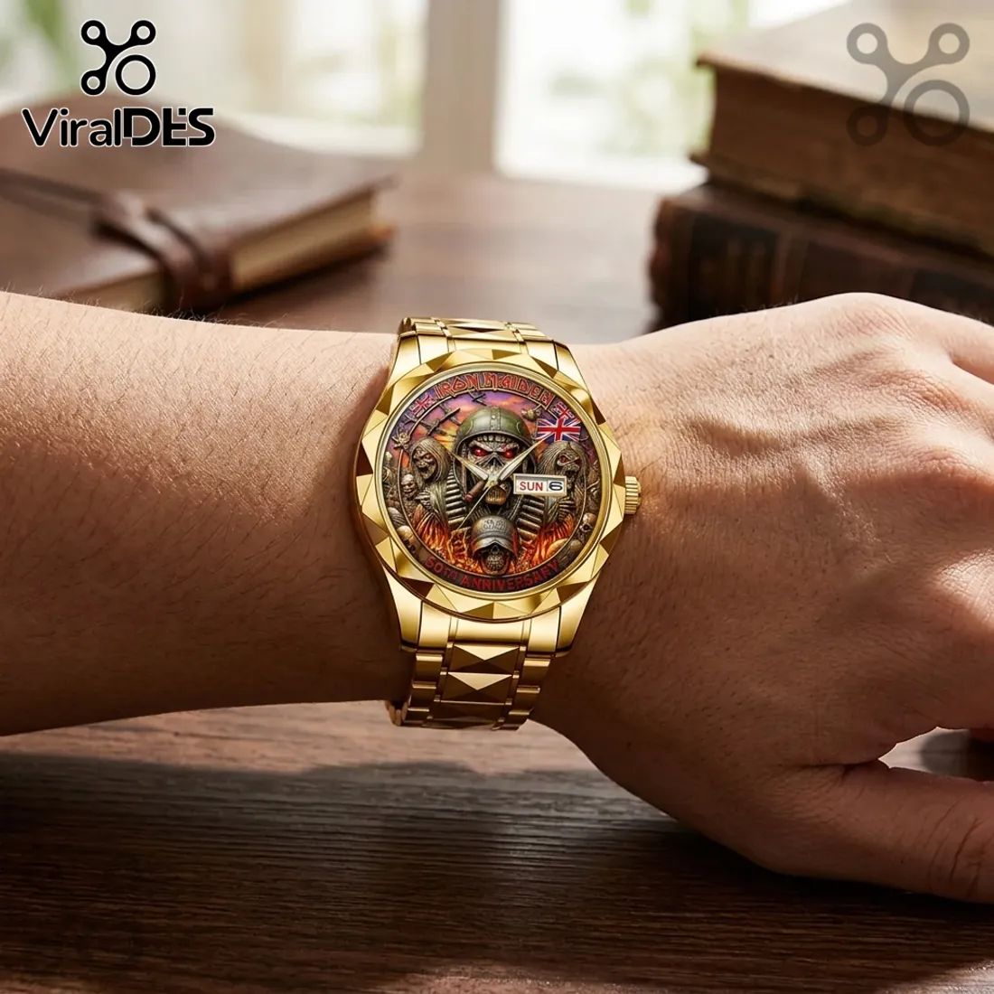 Iron Maiden 50th Anniversary Gold Tone Analog Watch