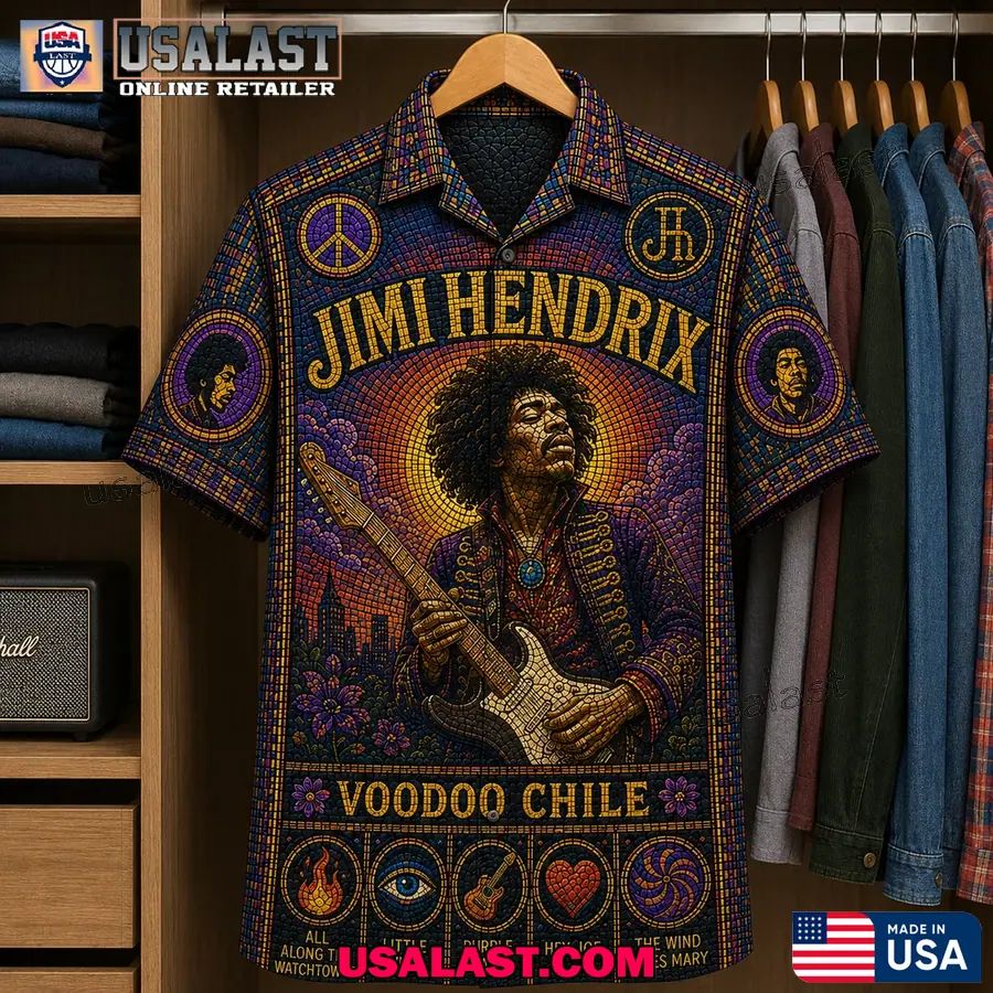 Jimi Hendrix Voodoo Chile Stained Glass Hawaiian Shirt