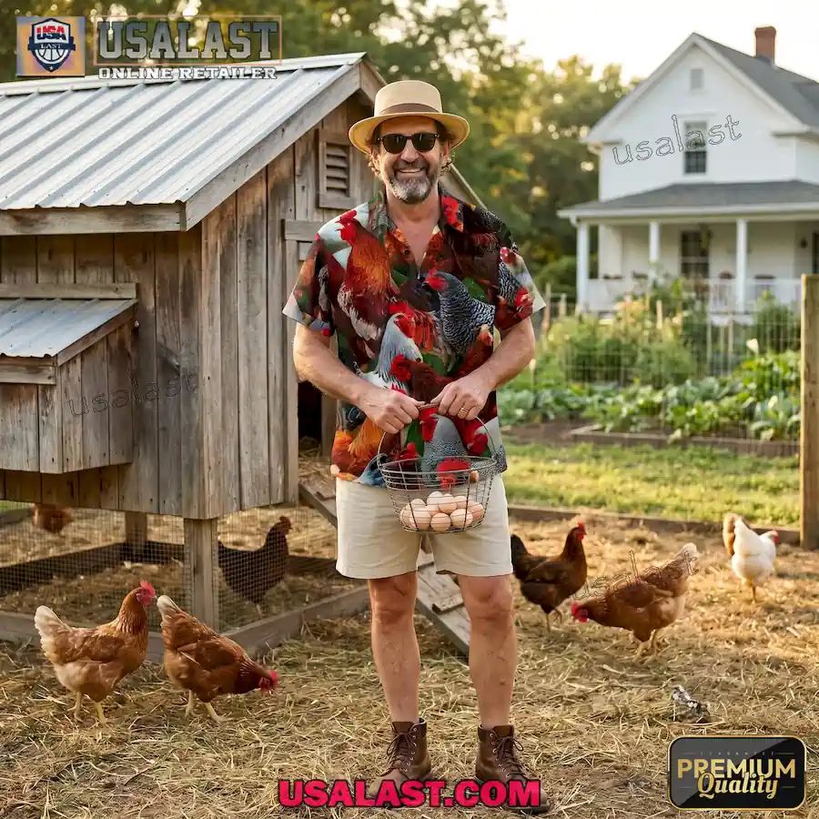Farm Chicken Short Sleeve Hawaiian Shirt