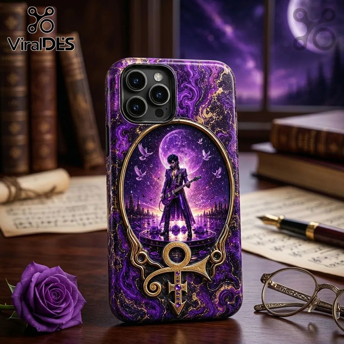 Prince Purple Rain Marble Effect Phone Case